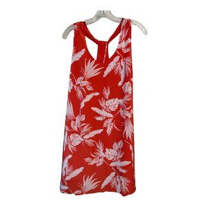 Old Navy Red Tropical Print Sleeveless Dress Size L Summer Racerback